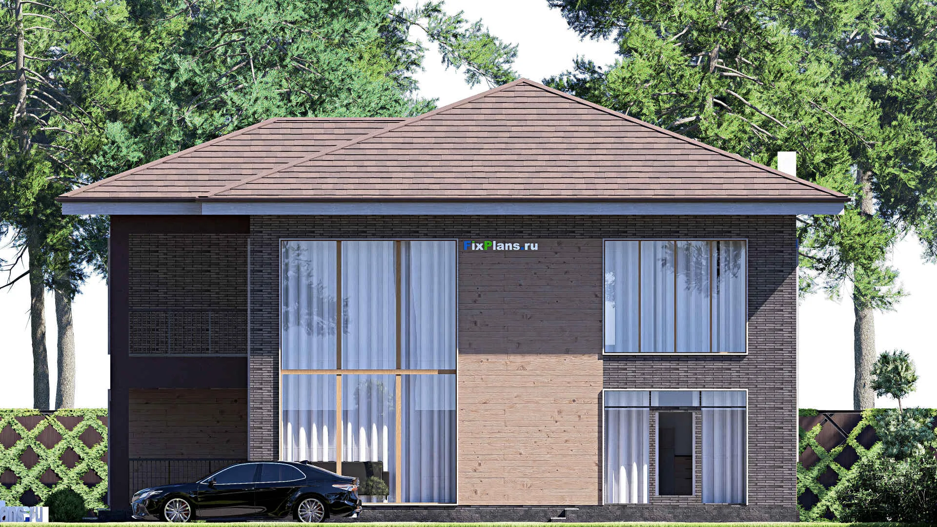 F-20762 - Проект двухэтажного дома 14 на 15, площадью 220 м² с террасой, балконом и 4 спальнями