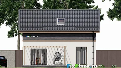 Проект дома с мансардой 9 на 10, площадью 140 м² с террасой и 4 спальнями — фасад 6