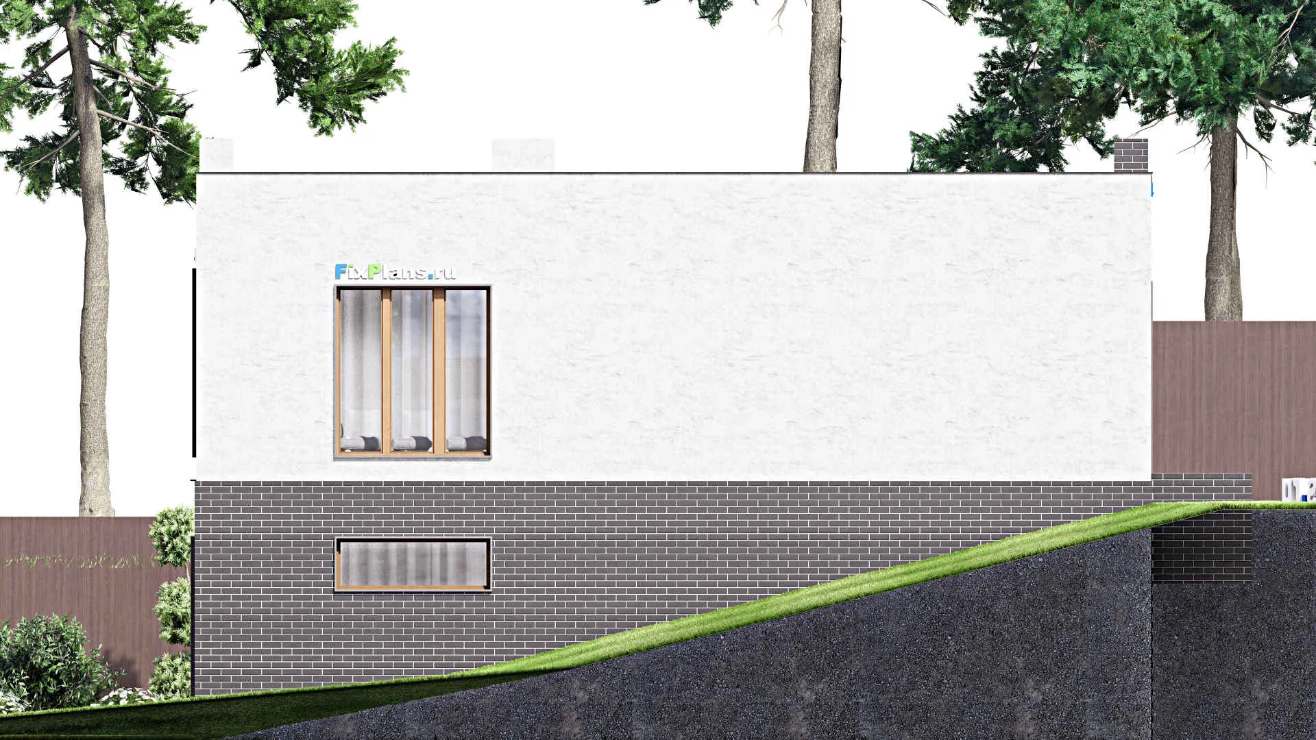 F-3527 - Проект одноэтажного дома 10 на 14, площадью 210 м² с террасой, цокольным этажом, баней и 2 спальнями