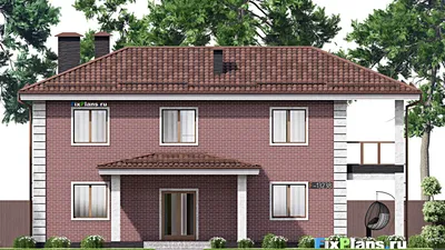 Проект двухэтажного дома 10 на 16, площадью 200 м² с террасой, балконом и 4 спальнями — фасад 3