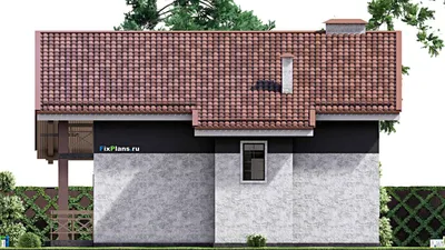 Проект дома с мансардой 13 на 17, площадью 260 м² с террасой, балконом и 4 спальнями — фасад 5