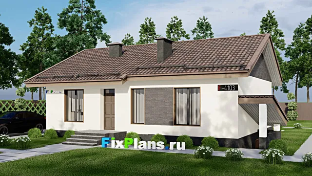 Проект одноэтажного дома 10 на 13, площадью 160 м² с террасой, цокольным этажом и 3 спальнями