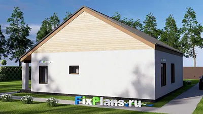 Проект одноэтажного дома 12 на 13, площадью 110 м² с террасой и 3 спальнями — фасад 2
