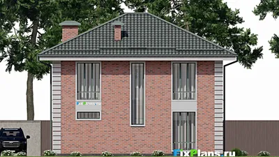 Проект двухэтажного дома 11 на 11, площадью 370 м² с террасой и 9 спальнями — фасад 6