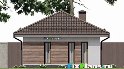 Проект бани 7 на 7, площадью 40 м² с комнатой отдыха, терассой и санузлом — фасад 6