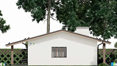Проект одноэтажного дома 10 на 14, площадью 140 м² с террасой и 3 спальнями (F-4544) — фасад 4
