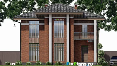 Проект двухэтажного дома 12 на 12, площадью 180 м² с балконом и 4 спальнями — фасад 3