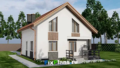 Проект дома с мансардой 10 на 14, площадью 150 м² с 4 спальнями — фасад 2
