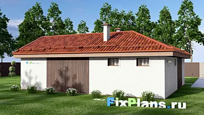 Проект бани 12 на 14, площадью 90 м² с терассой и санузлом — фасад 2