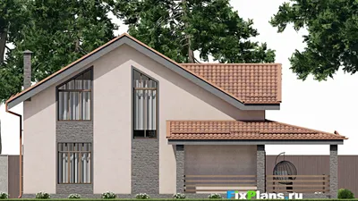 Проект дома с мансардой 12 на 17, площадью 220 м² с 5 спальнями — фасад 6