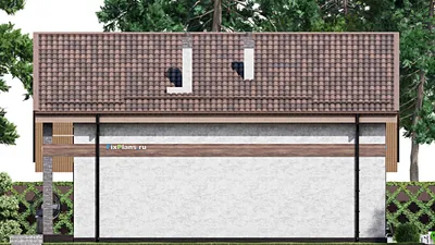 Проект дома с мансардой 13 на 15, площадью 240 м² с террасой, балконом и 5 спальнями — фасад 4