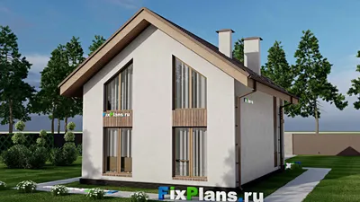 Проект дома с мансардой 9 на 12, площадью 130 м² с балконом и 4 спальнями — фасад 2