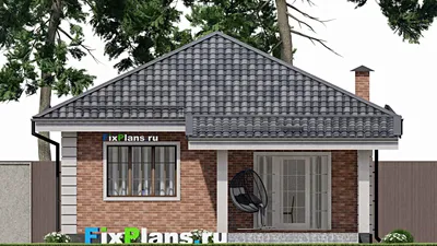 Проект бани 9 на 13, площадью 70 м² с терассой, санузлом и спальней — фасад 6