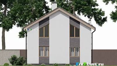 Проект дома с мансардой 10 на 10, площадью 130 м² с балконом и 4 спальнями — фасад 6