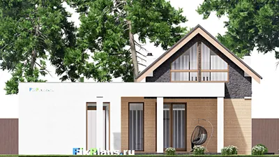 Проект дома с мансардой 17 на 20, площадью 260 м² с 4 спальнями — фасад 6