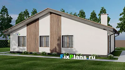 Проект одноэтажного дома 13 на 17, площадью 160 м² с 4 спальнями — фасад 2