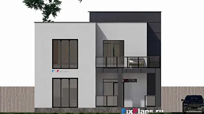Проект двухэтажного дома 11 на 11, площадью 150 м² с террасой и 3 спальнями — фасад 3