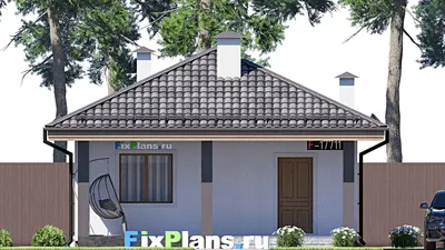 Проект бани 8 на 9, площадью 50 м² с терассой, санузлом и спальней — фасад 3