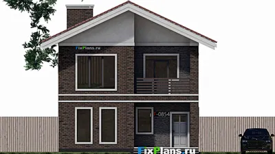 Проект двухэтажного дома 9 на 12, площадью 160 м² с балконом и 3 спальнями — фасад 3