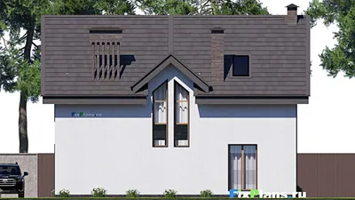 Проект дома с мансардой 10 на 13, площадью 160 м² с 4 спальнями — фасад 6