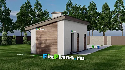 Проект гаража из газобетона 5 на 9, площадью 40 м² на 1 машиноместо — фасад 2