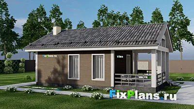 Проект бани 8 на 11, площадью 70 м² с комнатой отдыха, терассой и санузлом (F-11510) — фасад 2