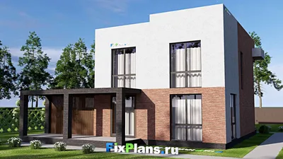 Проект двухэтажного дома 15 на 15, площадью 260 м² с балконом и 4 спальнями — фасад 2