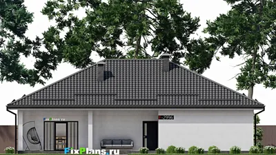 Проект одноэтажного дома 13 на 17, площадью 180 м² с террасой и 4 спальнями (F-2996) — фасад 3