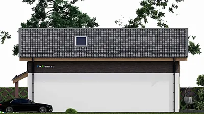 Проект дома с мансардой 7 на 14, площадью 160 м² с террасой и 3 спальнями — фасад 5