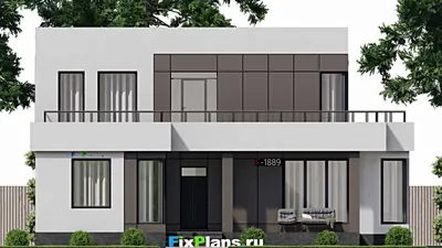 Проект двухэтажного дома 11 на 15, площадью 200 м² с балконом и 3 спальнями — фасад 3