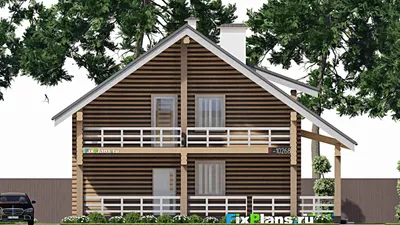 Проект дома с мансардой 13 на 15, площадью 270 м² с террасой и 3 спальнями — фасад 3