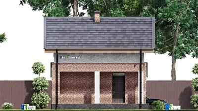 Проект бани 8 на 11, площадью 70 м² с комнатой отдыха, мансардой, санузлом и 2 спальнями — фасад 4