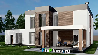Проект двухэтажного дома 19 на 20, площадью 470 м² с 3 спальнями — фасад 2