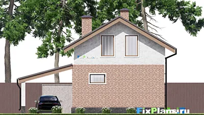 Проект бани 8 на 11, площадью 70 м² с комнатой отдыха, мансардой, санузлом и 2 спальнями — фасад 6