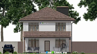 Проект двухэтажного дома 9 на 14, площадью 150 м² с террасой и 3 спальнями — фасад 6