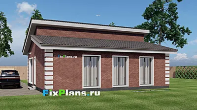 Проект одноэтажного дома 10 на 12, площадью 100 м² с 3 спальнями — фасад 2