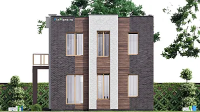 Проект двухэтажного дома 10 на 13, площадью 160 м² с террасой, балконом и 2 спальнями — фасад 5
