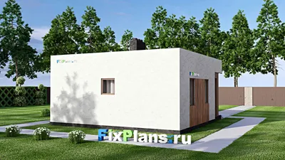 Проект бани 9 на 9, площадью 60 м² с комнатой отдыха и терассой — фасад 2