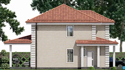 Проект двухэтажного дома 13 на 16, площадью 180 м² с террасой и 4 спальнями — фасад 4