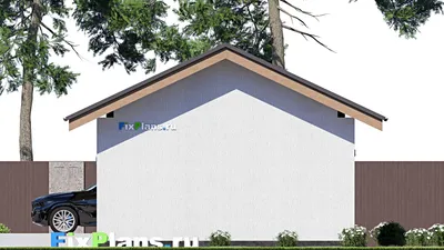 Проект гаража из газобетона 7 на 11, площадью 60 м² на 2 машиноместа — фасад 6