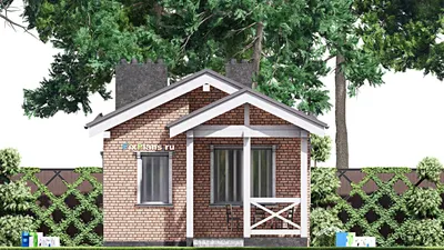 Проект бани 7 на 9, площадью 40 м² с терассой и санузлом — фасад 4
