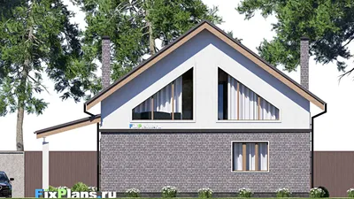 Проект дома с мансардой 12 на 13, площадью 180 м² с террасой и 4 спальнями — фасад 6