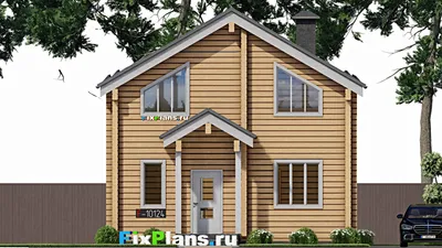 Проект дома с мансардой 9 на 12, площадью 140 м² с террасой, балконом и 4 спальнями — фасад 3