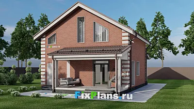 Проект дома с мансардой 10 на 11, площадью 160 м² с террасой, гаражом на 1 машину и 4 спальнями — фасад 2