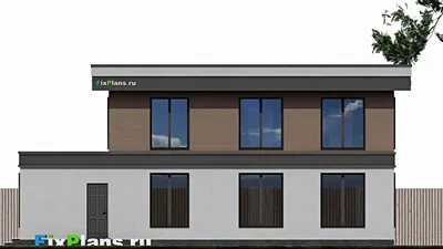 Проект двухэтажного дома 11 на 15, площадью 210 м² с террасой и 6 спальнями — фасад 4