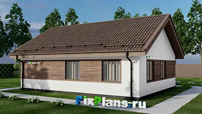 Проект одноэтажного дома 11 на 12, площадью 90 м² с 3 спальнями — фасад 2