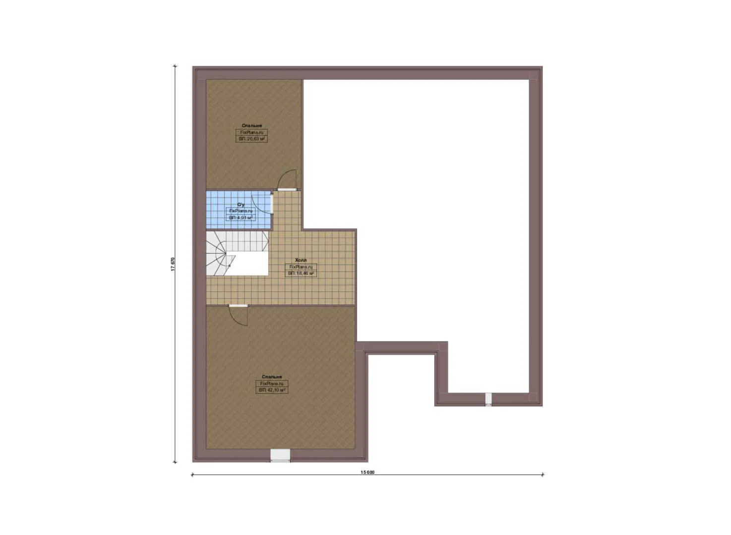 F-16919 - План одноэтажного дома 16 на 21, площадью 300 м² с гаражом на 2 машины и 5 спальнями