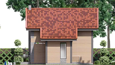 Проект дома с мансардой 12 на 15, площадью 190 м² с террасой, балконом и 3 спальнями — фасад 4