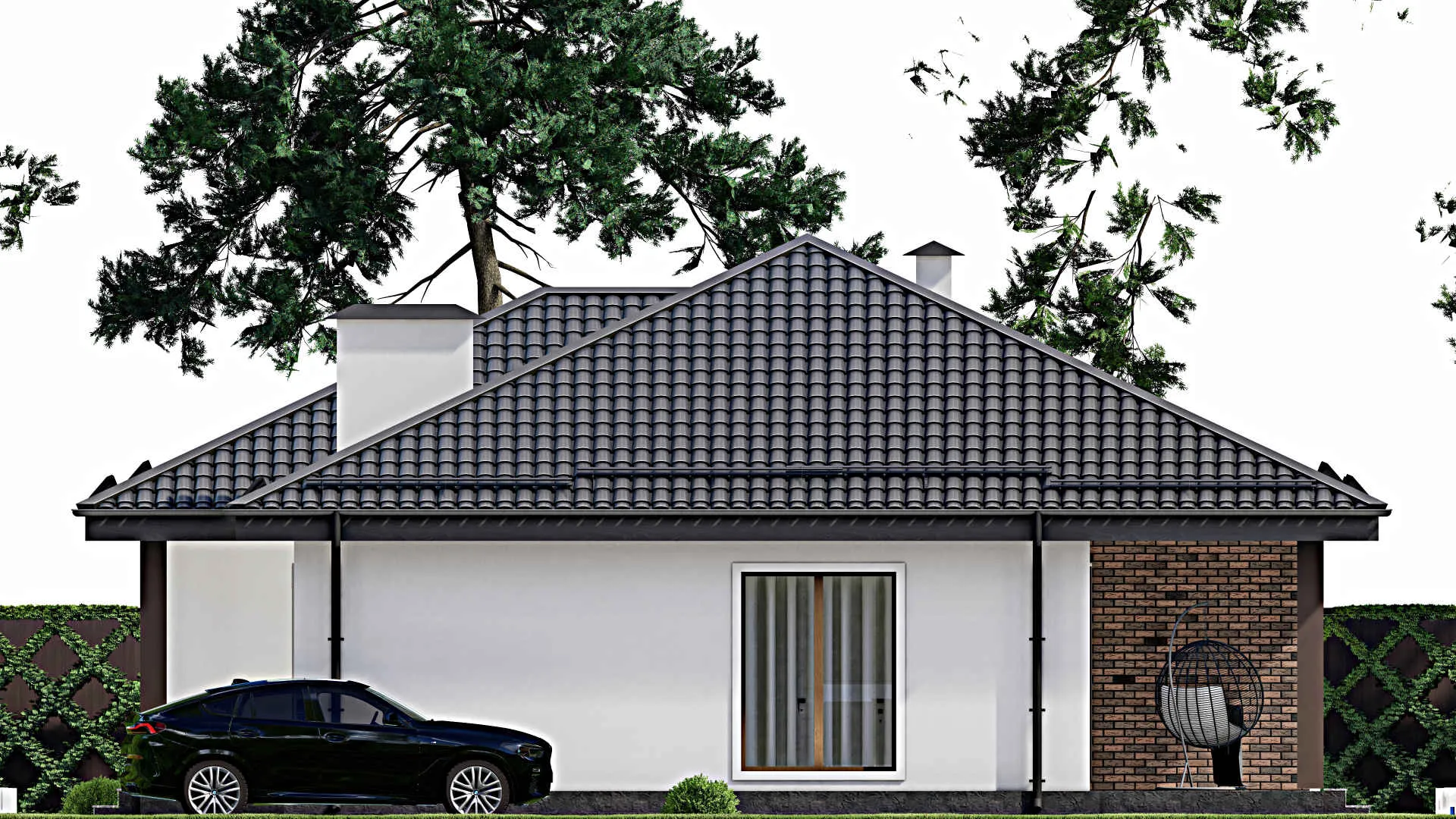 F-12257 - Проект одноэтажного дома 14 на 14, площадью 150 м² с 3 спальнями