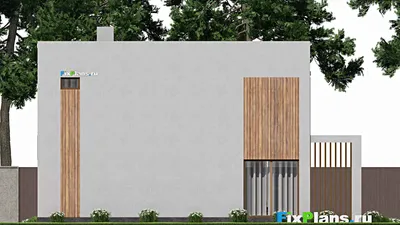 Проект двухэтажного дома 12 на 14, площадью 250 м² с террасой, балконом, баней, спортзалом и 2 спальнями — фасад 6